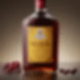A close-up of a bottle of Marsala cooking wine showcasing its rich amber color
