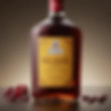 A close-up of a bottle of Marsala cooking wine showcasing its rich amber color