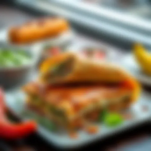 Delicious Martabak Showcasing Varied Fillings A tantalizing Martabak with an array of fillings