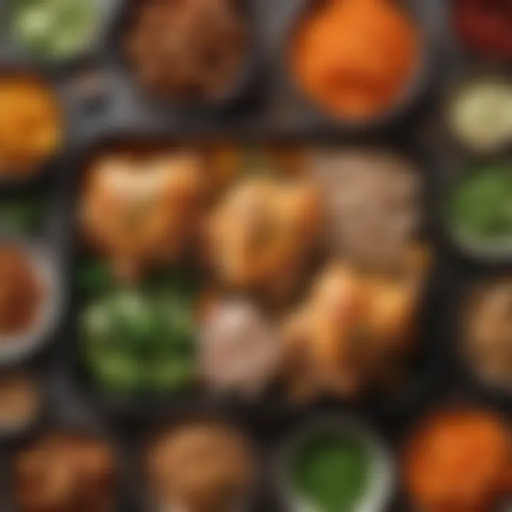 A neatly arranged spread of healthy sides complementing chicken