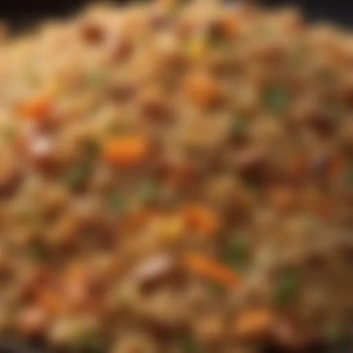 A close-up of fragrant seasonings that enhance the flavor of fried rice