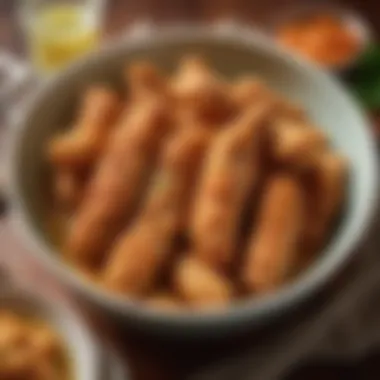 Marinated chicken tenders resting in a bowl