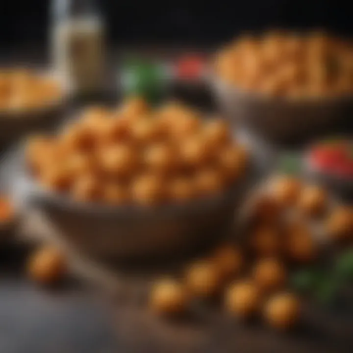 Tater tots served in a rustic bowl with garnishes