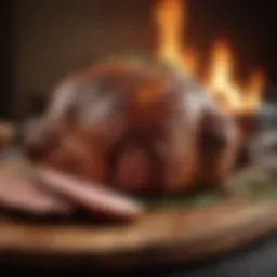 A beautifully seasoned piece of meat ready for stove top roasting.