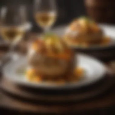 An elegant presentation of baked potatoes on a dinner table with fine dining decor