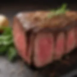 Close-up of a beautifully seasoned beef tenderloin ready for cooking