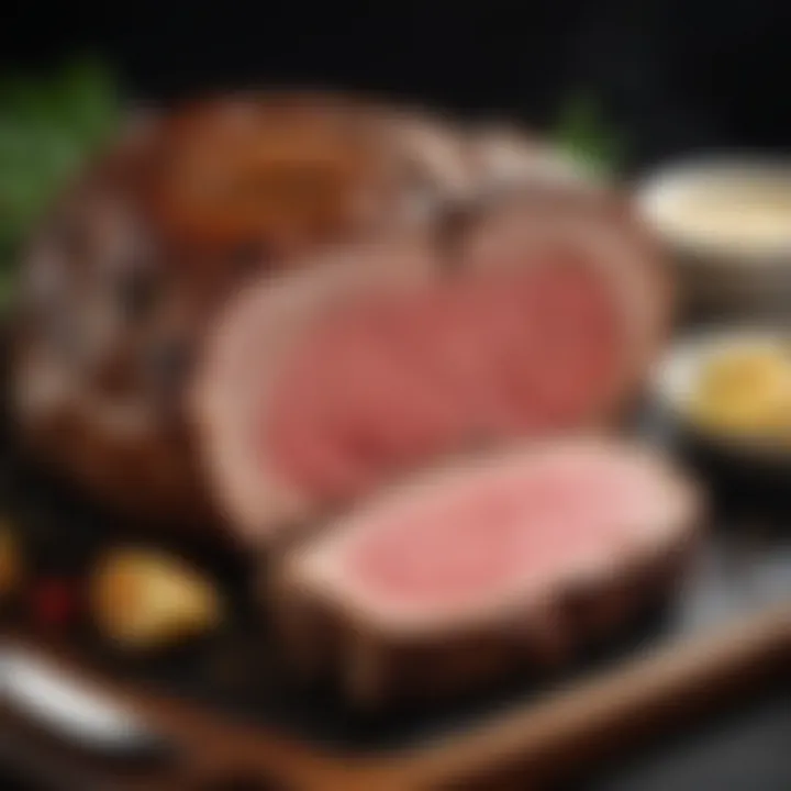 A perfectly seared prime rib roast resting before slicing.