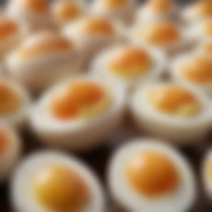 Close-up of perfectly cooked hard-boiled eggs with a smooth texture