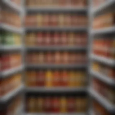 Condiments in Bright Order Colorful condiments neatly arranged in a fridge door