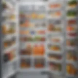 Organized fridge door with various compartments