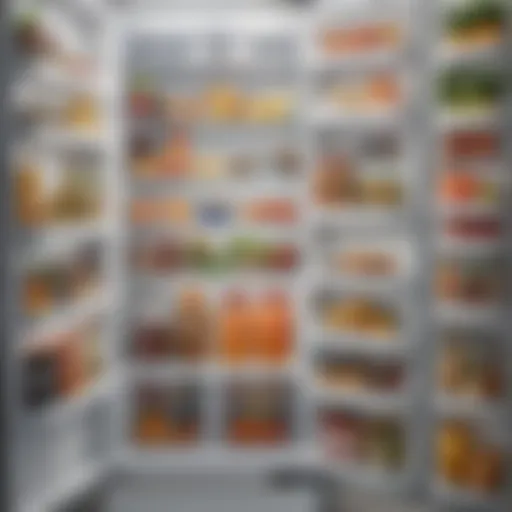 Organized fridge door with various compartments