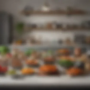 Organized Meal Kit Workspace A kitchen workspace organized with meal kit recipes and ingredients