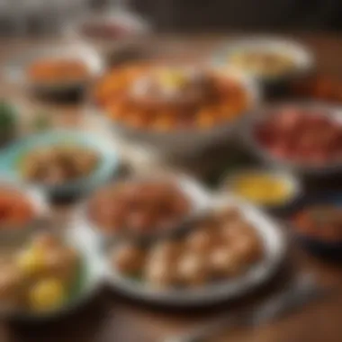 Vibrant Traditional Dishes for Easter Colorful Easter lunch spread featuring traditional dishes