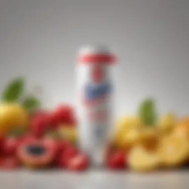 A can of Mick Ultra Seltzer surrounded by fresh fruit