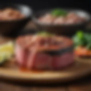A vibrant modern recipe using Korean tuna, presented artistically