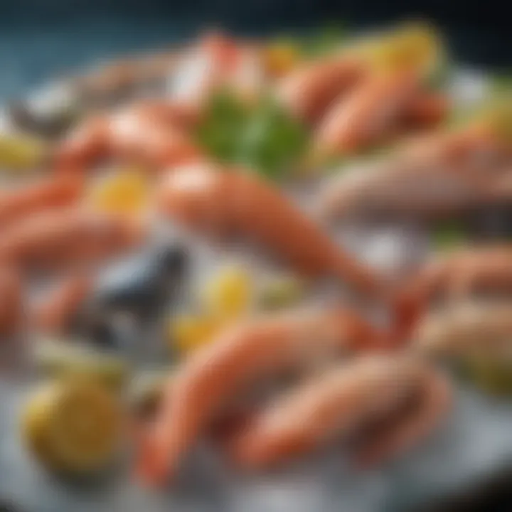 A selection of fresh seafood displayed elegantly on ice