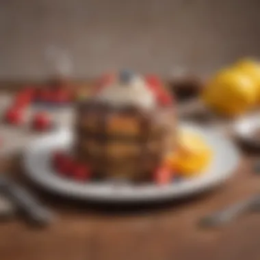 Savor the Flavor A fork full of decadent Nesquik chocolate pancake with a side of fresh fruits
