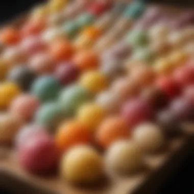 Colorful Varieties of Nisshodo Mochi An array of colorful Nisshodo Mochi varieties representing regional flavors