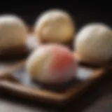 Close-up of handcrafted Nisshodo Mochi showcasing its delicate texture