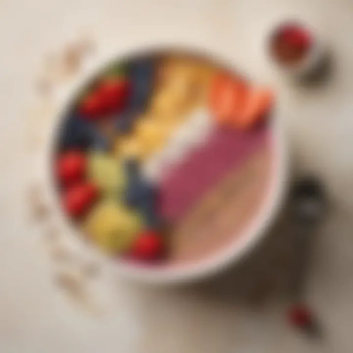 A delicious fruit smoothie bowl adorned with fresh berries and seeds