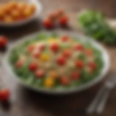 Wholesome Quinoa Salad A wholesome quinoa salad topped with cherry tomatoes and leafy greens