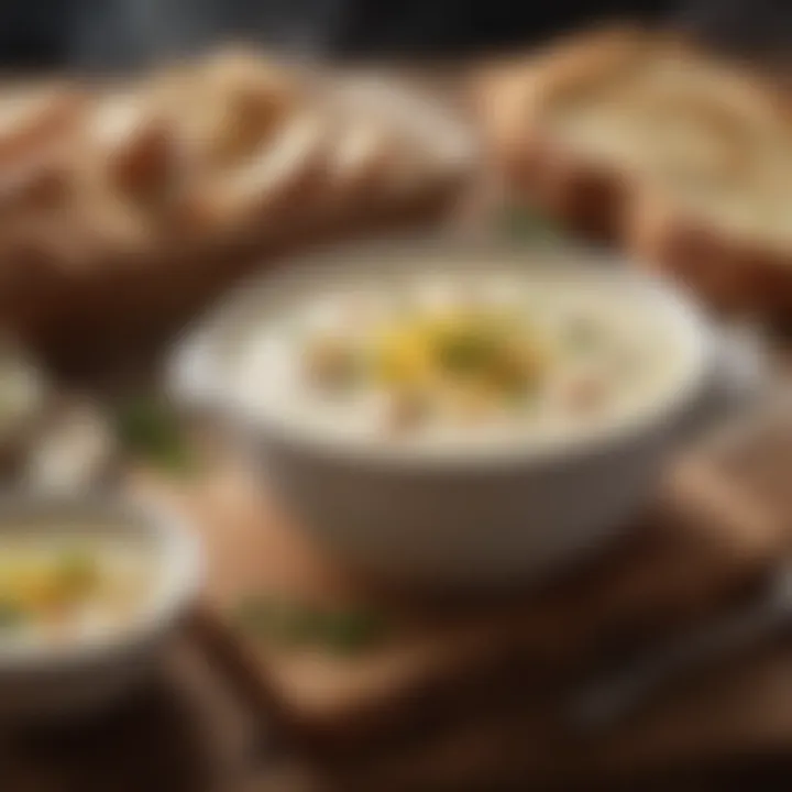 A steaming bowl of Olive Garden potato soup beside fresh bread