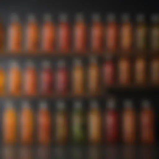 Variety of organic iced tea bottles on display