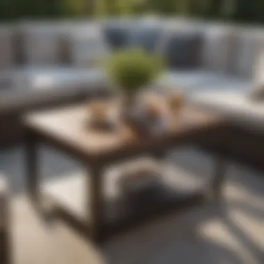 Durable materials used in outdoor lift-up coffee tables under sunlight
