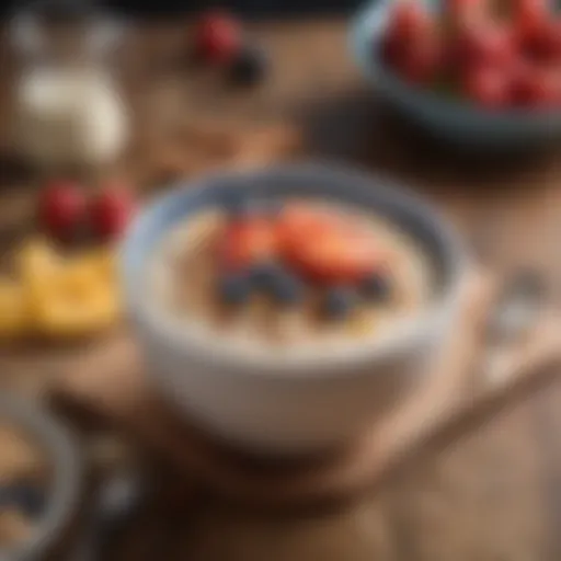 A bowl of overnight oats topped with cinnamon and fresh fruits