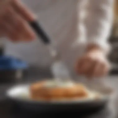 Pampered Chef metal spatula in action during a culinary task