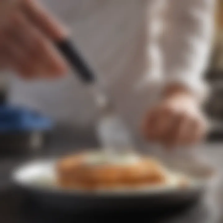 Pampered Chef metal spatula in action during a culinary task