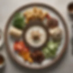A beautifully arranged Seder plate showcasing symbolic Passover foods.