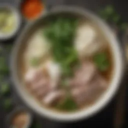 A vibrant bowl of pho showcasing fragrant broth and fresh herbs