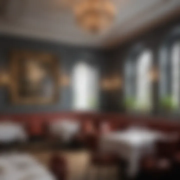An elegant restaurant interior with unique decor reflecting London's culinary scene