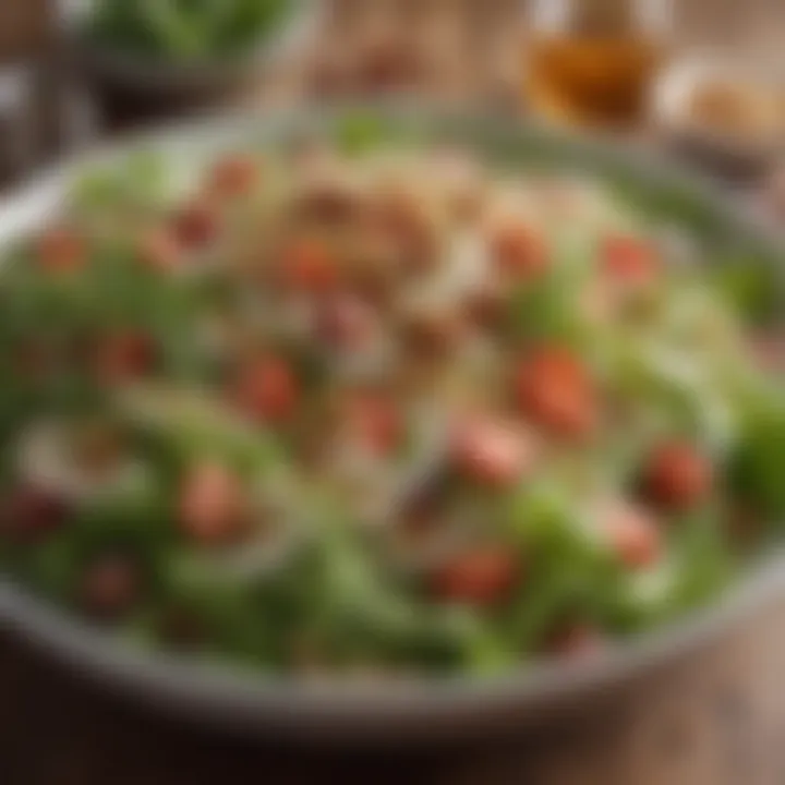 A close-up view of a nourishing salad topped with seeds and nuts.