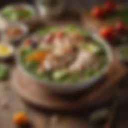 A vibrant salad bowl filled with fresh vegetables and grilled chicken, reflecting the essence of the paleo diet.