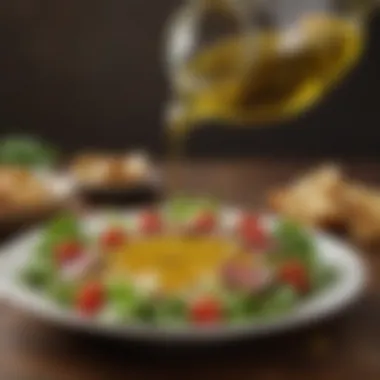 Olive Oil: Liquid Gold for Your Heart Glass of olive oil drizzled over a salad