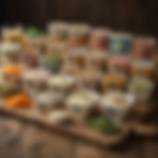 A variety of ranch dip mix packets displayed on a rustic wooden table, showcasing different brands and flavors.