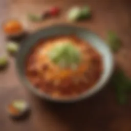 A rich bowl of enchilada sauce with vibrant colors