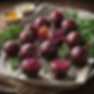 Herbed Roasted Beets An array of roasted beets served with herbs and seasoning