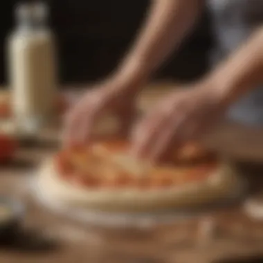 Freshly kneaded pizza dough on a wooden surface