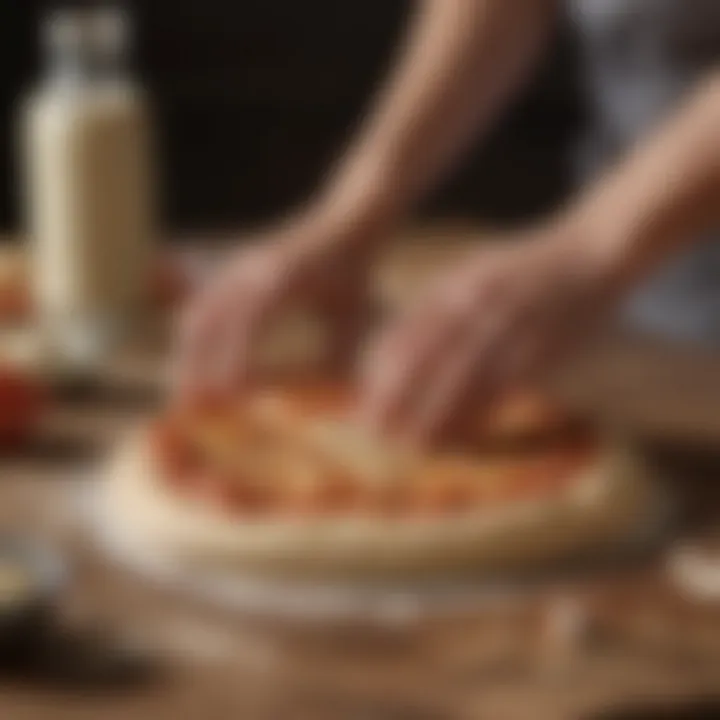 Freshly kneaded pizza dough on a wooden surface