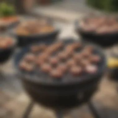 Various types of round barbeque grills displayed