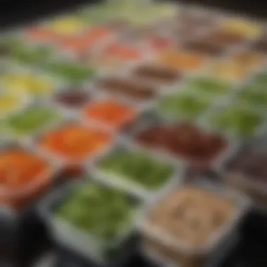 Close-up of durable materials used in salad bar containers