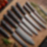 Close-up of a Calphalon knife set showcasing various knife types
