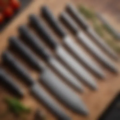 Close-up of a Calphalon knife set showcasing various knife types