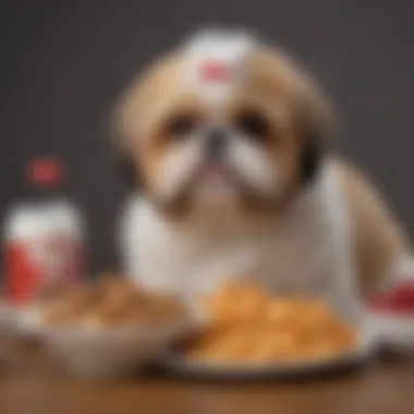 A Shih Tzu next to a list of harmful foods