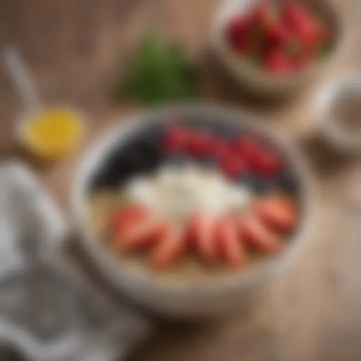 Breakfast bowl featuring Greek yogurt, berries, and seeds