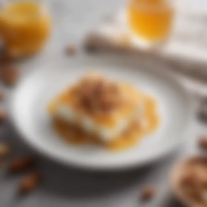 Decadent Greek yogurt dessert topped with honey and nuts