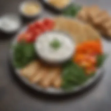 Savory Greek yogurt dip served with fresh vegetables and crackers